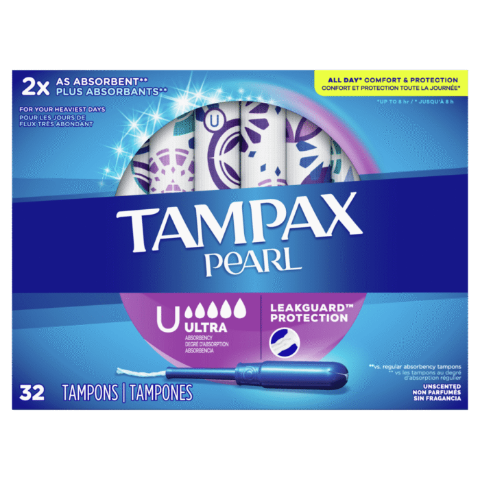 Tampax, Pearl Tampons Ultra Absorbency, Case Of 8, 32 Ct - Image 1