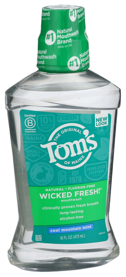 Toms, Wicked Fresh Cool Mountain Mint Mouthwash Long Lasting, Case Of 6, 16 Fl Oz