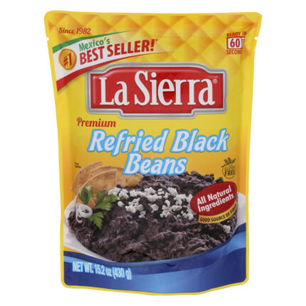 La Sierra, Premium Refried Black Beans Pouch, Case Of 8, 15.2 Oz