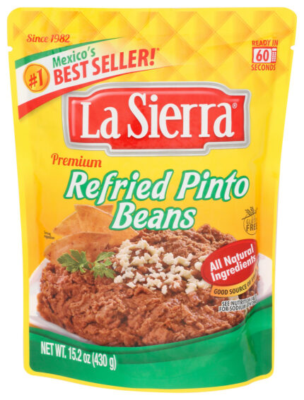La Sierra, Premium Refried Pinto Beans Pouch, Case Of 8, 15.2 Oz