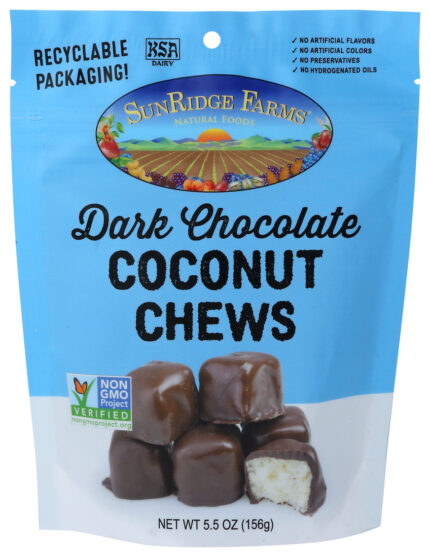 Sunrdg Cnut Chews,Dark Choc,Bag 5.5 Oz