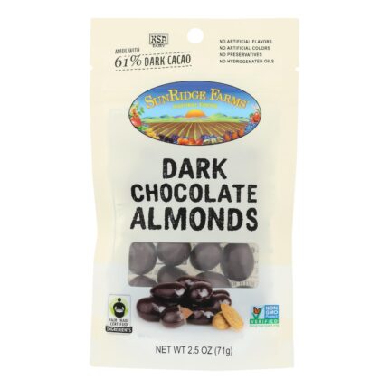 Sunrdg Almonds,Dark Choc,Bag 2.5 Oz