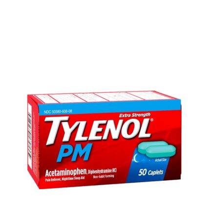 Tylenol, Pm Acetaminophen Extra Strength Caplets Nighttime Pain Reliever & Sleep Aid, Case Of 3, 50 Ct