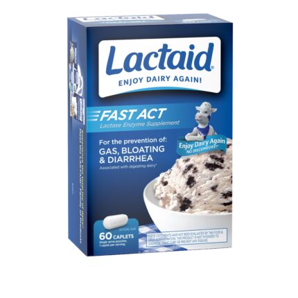 Lactaid, Fast Act Lactose Intolerance Caplets Vanilla, Case Of 3, 60 Ct