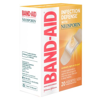 Band-Aid, Infection Defense With Neosporin Antibiotic Adhesive Bandages Assorted Sizes, Case Of 6, 20 Ct