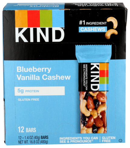 Kind, Blueberry Vanilla And Cashew Bars, Case Of 12, 1.4 Oz