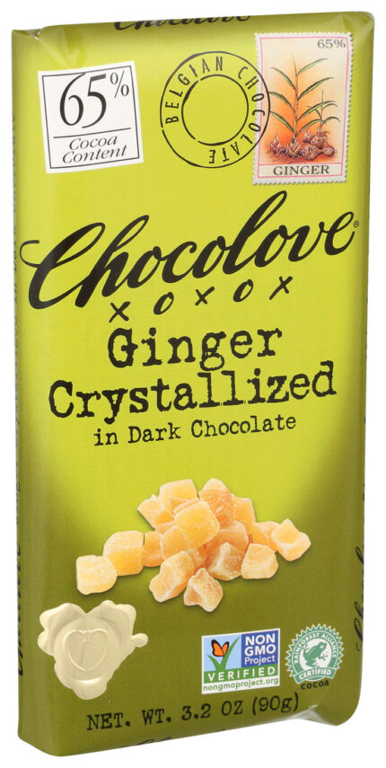 Choclv Bar,Dk Choc W/Crystl Gngr 3.2 Oz