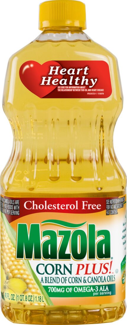 Mazola, Corn Plus! Canola Oil Cholesterol Free, Case Of 12, 40 Fl Oz