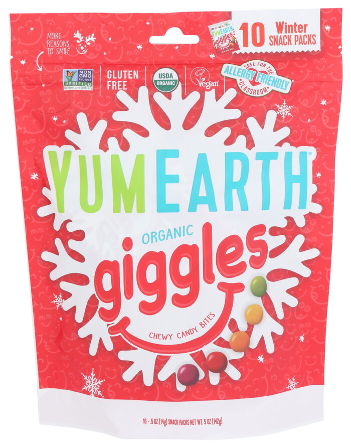 Yumearth,  Organic Giggles Winter Snack Packs, Case Of 18, 5 Oz - Image 1