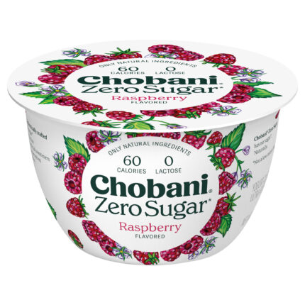 Chobani, Zero Sugar Nonfat Greek Yogurt Raspberry, Case Of 12, 5.3 Oz