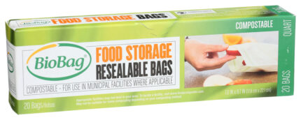 Biobag Storage Bags,Food,1 Quart 20 Ct