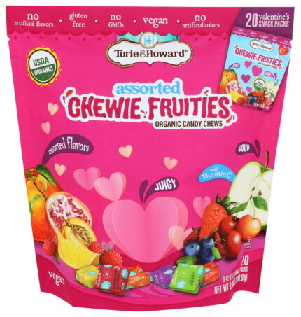 Torie & Howard, Assorted Chewie Fruities Organic Candy Chews Gluten Free Vegan, Case Of 12, 8.46 Oz