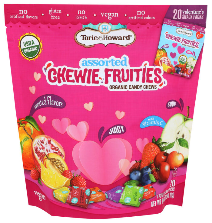 Torie & Howard, Assorted Chewie Fruities Organic Candy Chews Gluten Free Vegan, Case Of 12, 8.46 Oz - Image 1