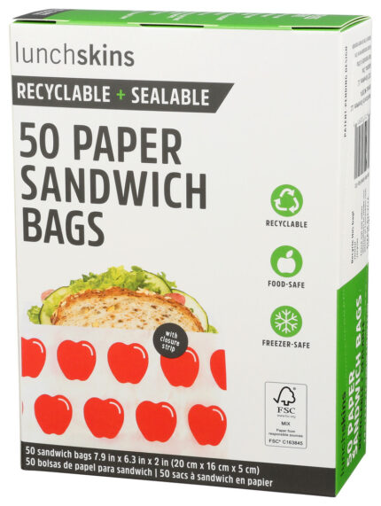 Lunchs Sandwich Bag,Paper,Rd Apl 50 Ct
