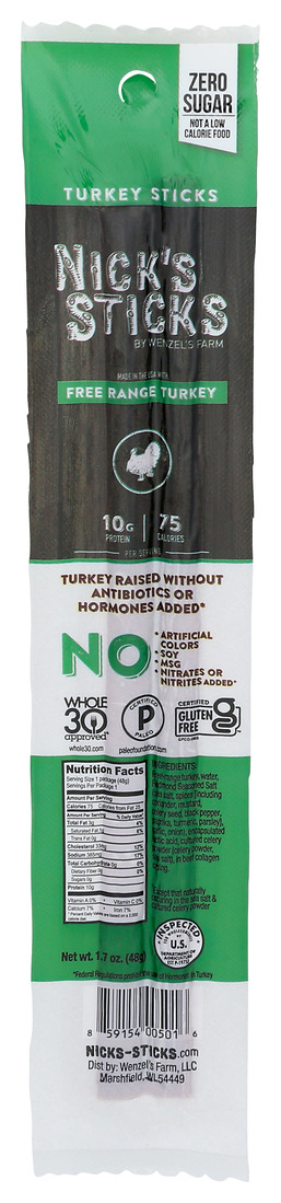 Nicks Snk Stk,Turkey,Free Range 1.7 Oz