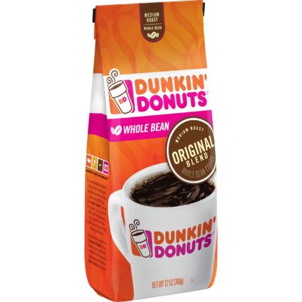 Dunkin' Donuts, Original Blend Whole Bean Coffee Medium Roast Per Bag, Case Of 6, 12 Oz