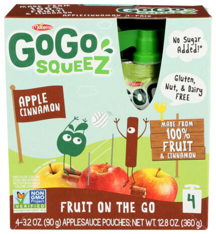 Gogo Squeez, Fruit On The Go Apple Cinnamon Apple Cinnamon, Case Of 12, 12.8 Oz