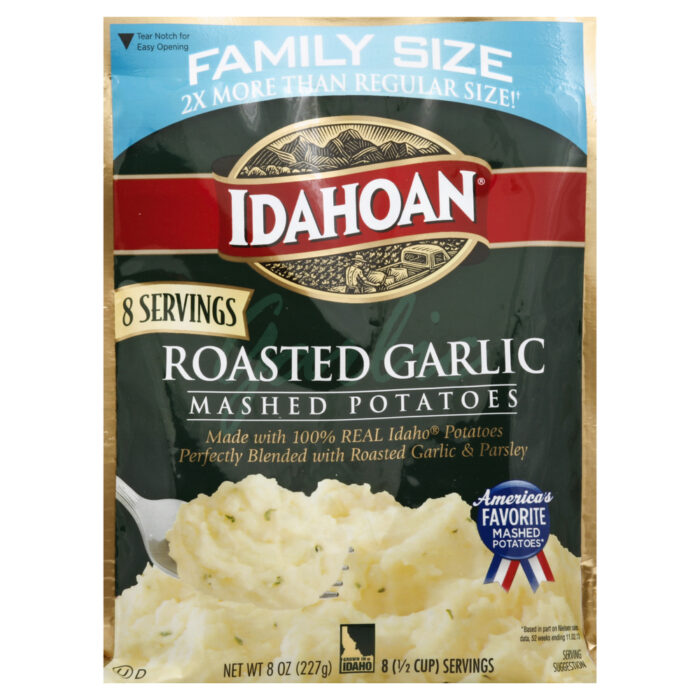 Idahoan, Roasted Garlic Mashed Potatoes Family Size, Case Of 8, 8 Oz - Image 1