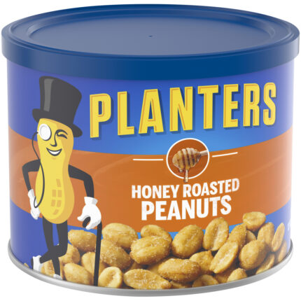 Planters, Honey Roasted Peanuts Can, Case Of 12, 12 Oz