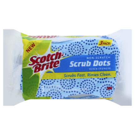 Scotch-Brite, Scrub Sponges With Non-Scratch Scrub Dots, Case Of 8, 3 Ct