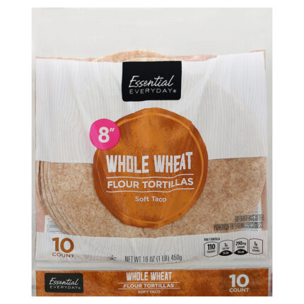 Essential Everyday, Tortillas Flour Whole Wheat Soft Taco 8 Inch 10 Ct, Case Of 12, 16 Oz
