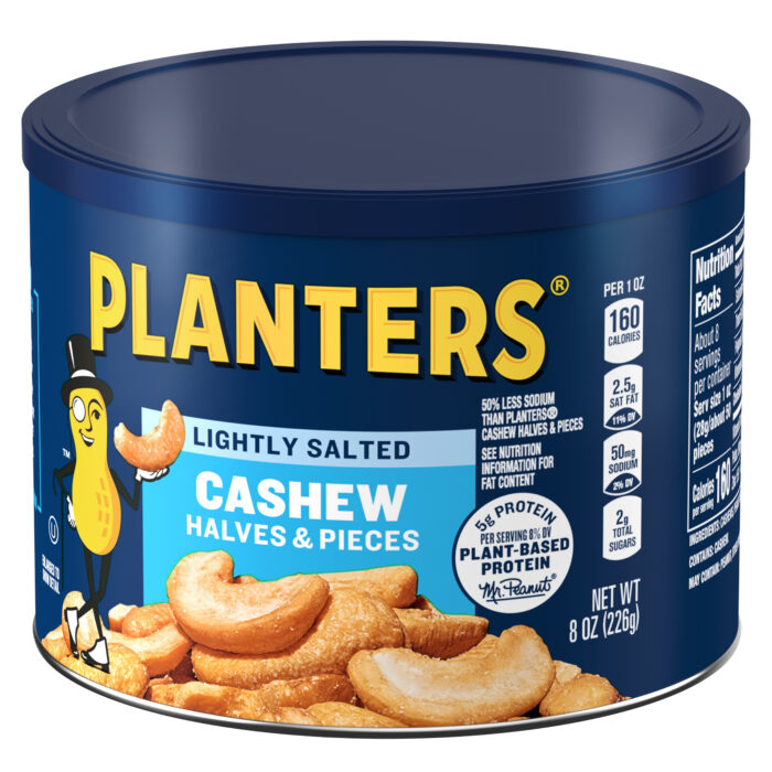 Planters, Lightly Salted Cashew Halves And Pieces Lightly Salted, Case Of 12, 8 Oz - Image 1