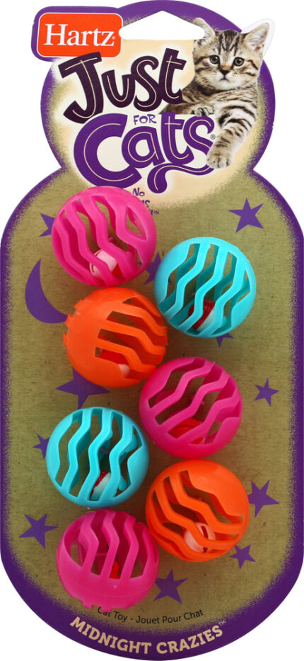 Hartz, Just For Cats Cat Toy Midnight Crazies Balls, Case Of 6, 8 Ct
