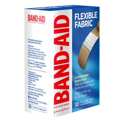 Band-Aid, Adhesive Bandages Flexible Fabric All One Size 3/4 Inch X 3 Inch, Case Of 6, 30 Ct