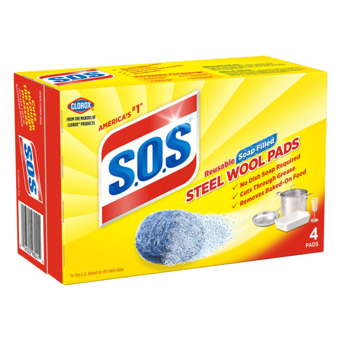 S O S, Reusable Soap-Filled Steel Wool Pads, Case Of 24, 4 Ct - Image 1