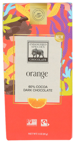 Endangered Species Bar Choc Drk Orange 3 Oz