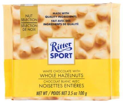 Ritter Sport Choc Bar Wht Whl Hzlnut 3.50 Oz