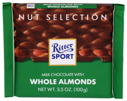 Ritter Sport Choc Bar Mlk Whl Almond 3.50 Oz