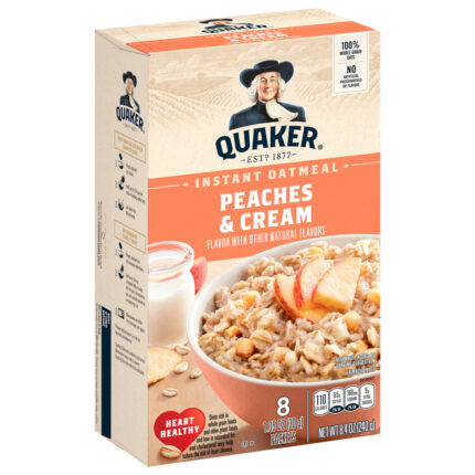 Quaker, Peaches And Cream Instant Oatmeal, Case Of 12, 8.4 Oz