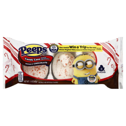 Peeps, Candy Cane Flavored Marshmallow Dipped In Chocolate 3 Chicks, Case Of 24, 1.5 Oz