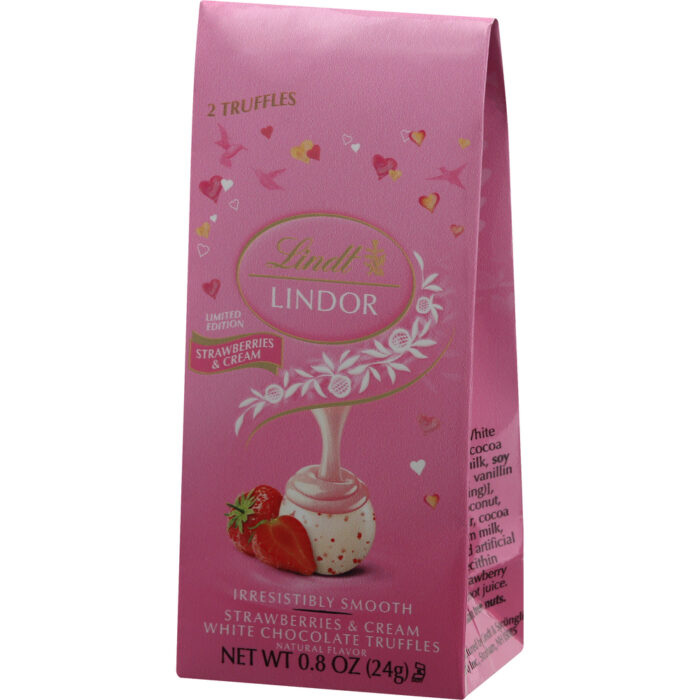 Lindt, Strawberries And Cream White Chocolate Truffles, Case Of 24, .8 Oz - Image 1