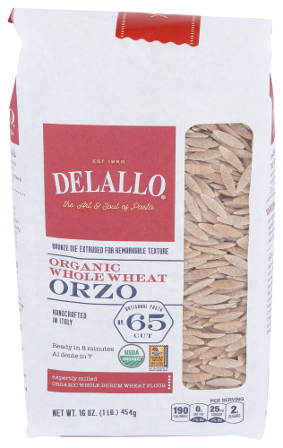 Delallo Pasta Whlwht Orzo Org 16 Oz
