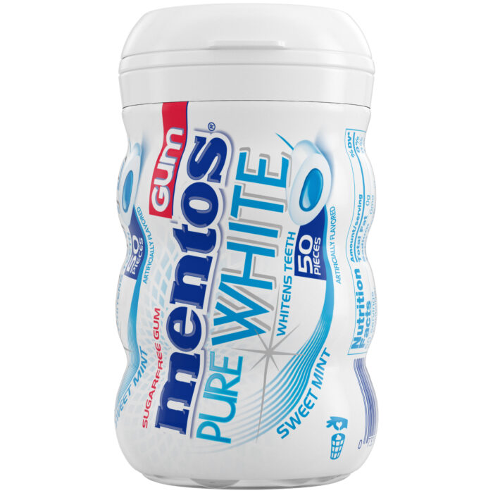 Mentos, Gum Pure White Sweet Mint Sugar Free, Case Of 6, 50 Ct - Image 1