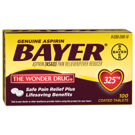 Bayer, Aspirin Pain Reliever/Fever Reducer Coated Tablets, Case Of 6, 100 Ct