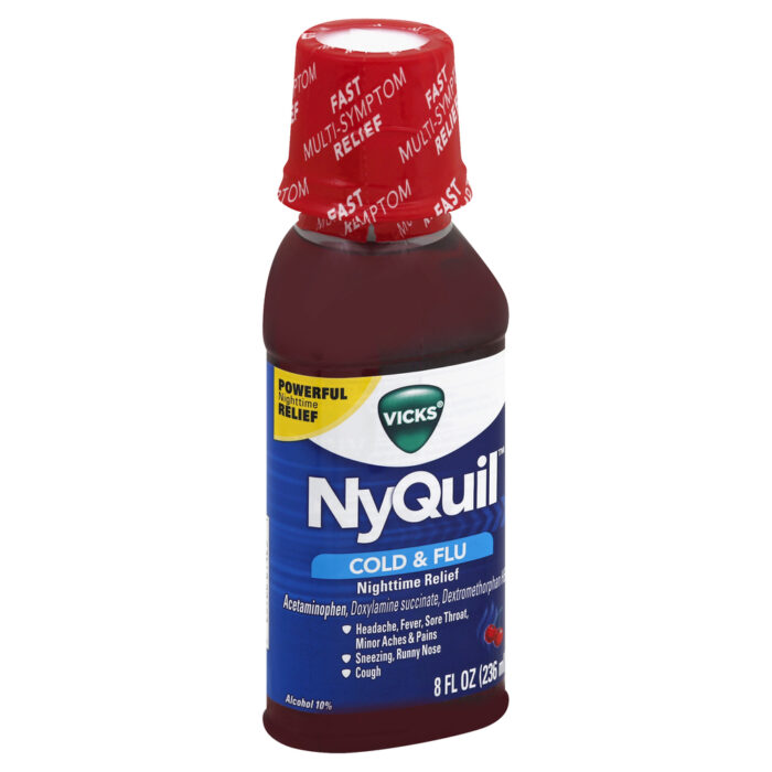 Vicks, Nyquil Cold & Flu Cherry, Case Of 1, 8 Fl Oz - Image 1