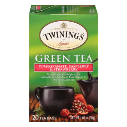 Twinings Tea, Tea Bags: Pomegranate Raspberry And Strawberry Green Tea, Case Of 6, 20 Bag