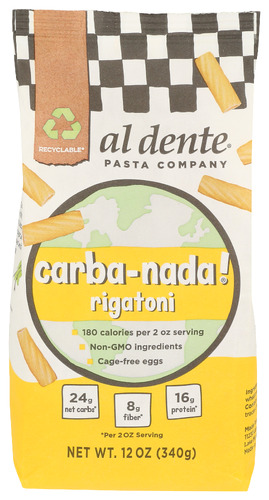 Al Dente Pasta Carba Nada Rgatoni 12 Oz