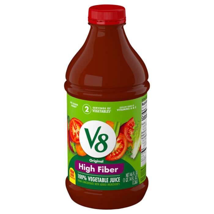 V8, High Fiber Original 100% Vegetable Juice, Case Of 6, 46 Fl Oz - Image 1