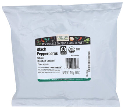 Frontier Bulk Peppercorns Blk Whl Org 16 Oz