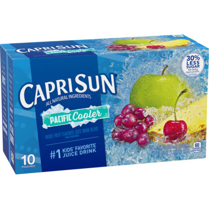 Capri Sun, Pacific Cooler Mixed Fruit Flavored Juice Drink Blend Pouches Box, Case Of 4, 60 Fl Oz