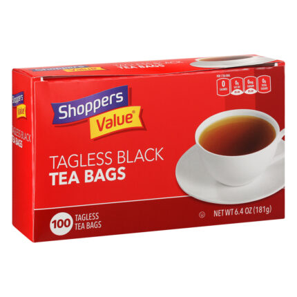 Shoppers Value, Tagless Black Tea Bag, Case Of 12, 100 Ct