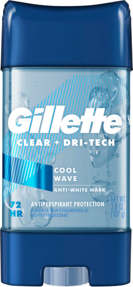 Gillette, Clear & Dri Tech Clear Gel Antiperspirant Deodorant Cool Wave, Case Of 3, 3.8 Oz