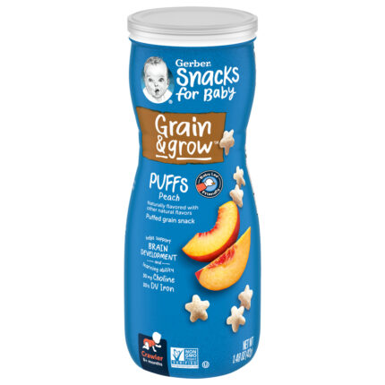 Gerber, Snacks For Baby Grain And Grow Peach Puffs Peach, Case Of 6, 1.48 Oz