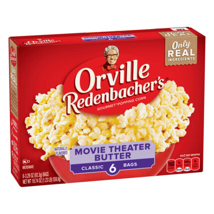 Orville Redenbacher'S, Gourmet Movie Theatre Butter Popping Corn 3 Classic Bags, Case Of 6, 19.74 Oz