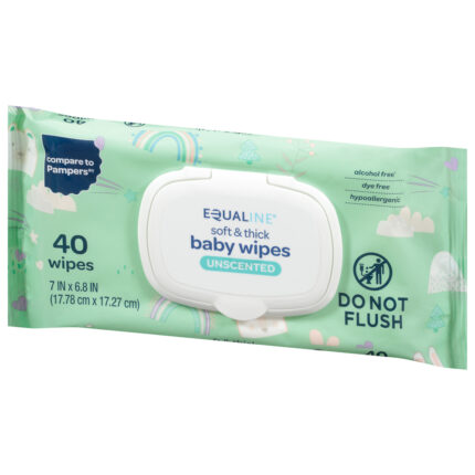 Equaline, Soft & Thick Unscented Baby Wipes, Case Of 12, 40 Ct