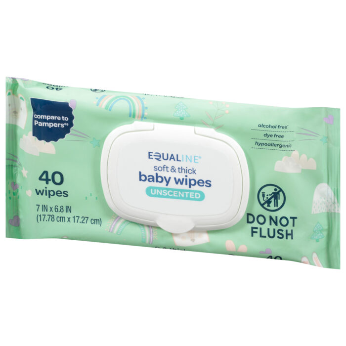 Equaline, Soft & Thick Unscented Baby Wipes, Case Of 12, 40 Ct - Image 1